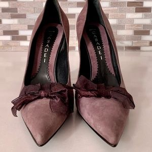 Casadei Suede Bow Pumps Taupe Size 10M